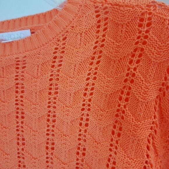 Abound Coral & Ivory Striped Pointelle Knit Sweater - Picture 7 of 8